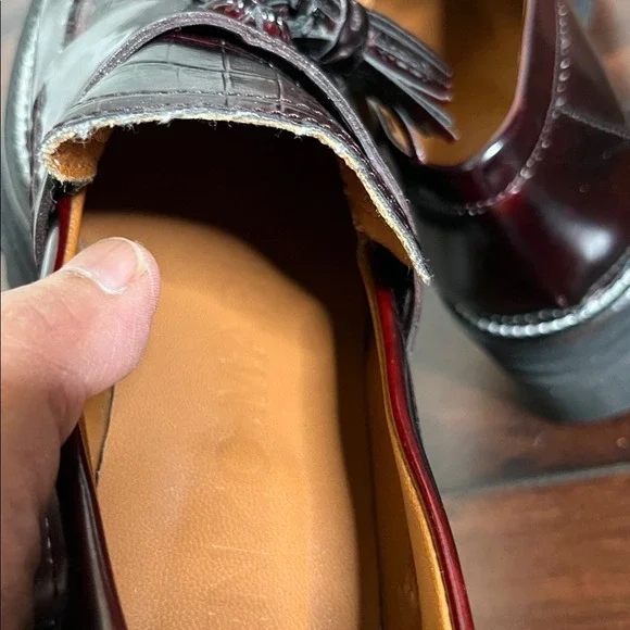 Lorenzo Mari Chunky Platform Tassel Leather Loafers size 40 Burgundy Preppy NWOB - Picture 6 of 10